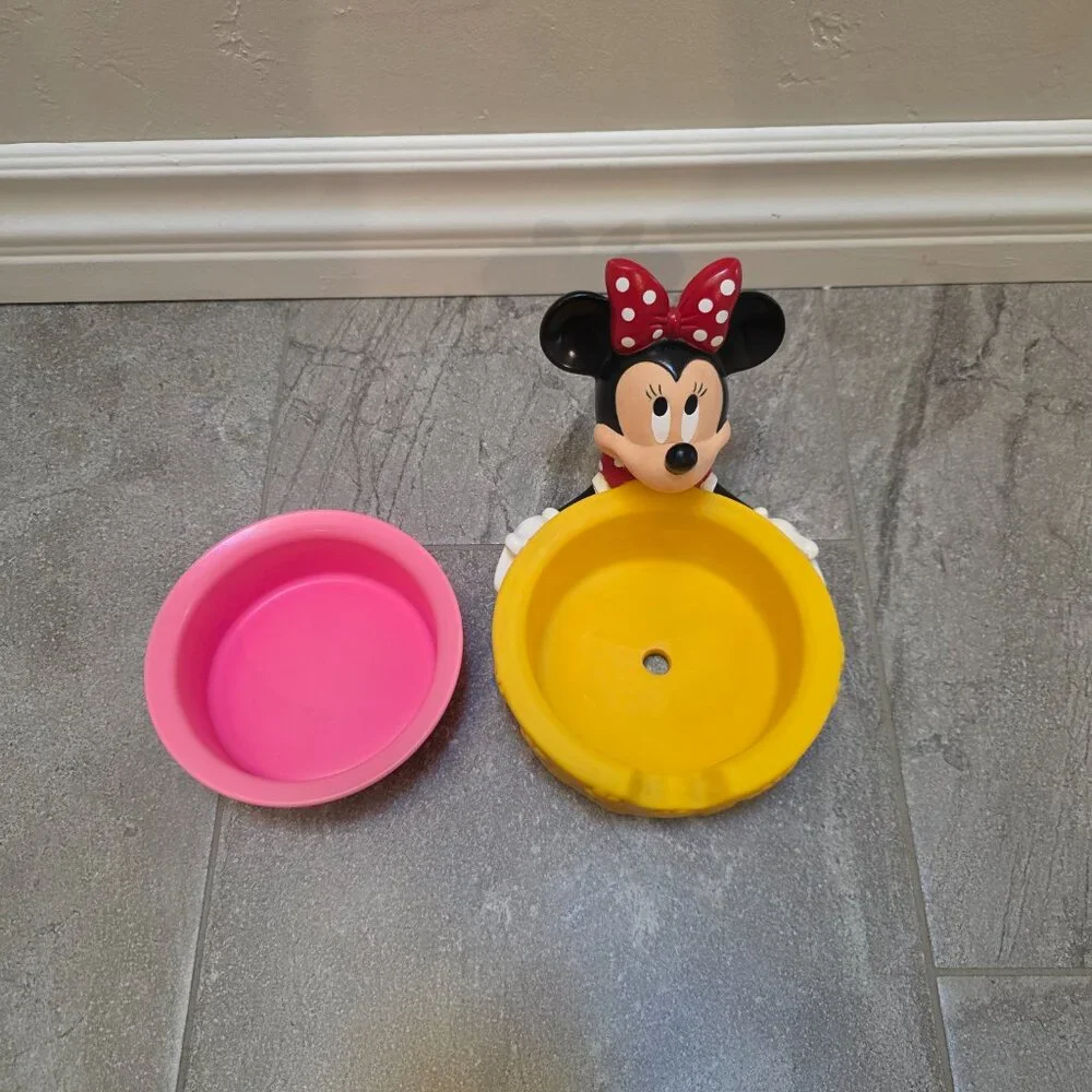 Vintage Applause Disney Minnie Mouse Cat/Dog Water Or Food Bowl & Bowl Holder